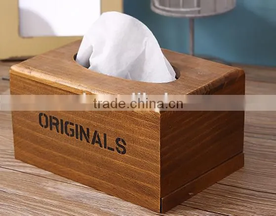Home Table Decoration Unfinished Water-drop Pattern Wooden Tissue Box photo-2
