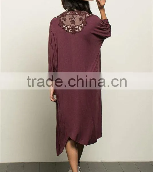 Muslim Long Cardigan Ladies Open Front Lace Duster Sweaters for Women Cardigan photo-4