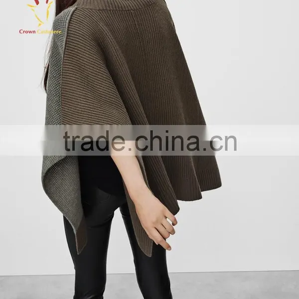 Women Winter Knitted Cashmere Poncho,Turtleneck Poncho for Women photo-4