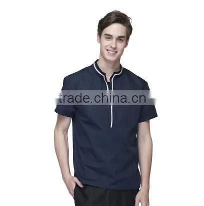 Juqian 2016 Custom Factory Price Latest Stylish Navy Cheap Short Sleeve Summer Unisex Hotel Staff Uniform Designs in China photo-2