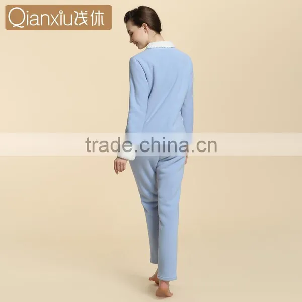 Functional Service Qianxiu Long Sleeve Winter Fleece Ladies Nighty photo-2