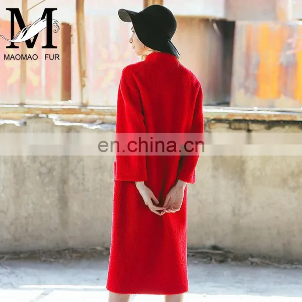 Hot Selling High Quality Wholesale Winter Sheepskin Women Long Leather Coat photo-3