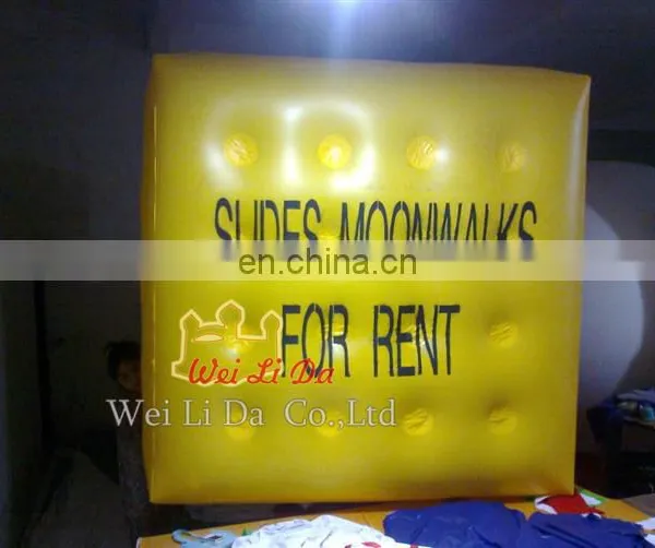 Promotion Inflatable Advertising Yellow Cube Airship
