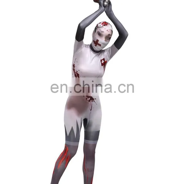 White Doctor Nurse Cosplay Costume Spandex Skin Suit photo-2