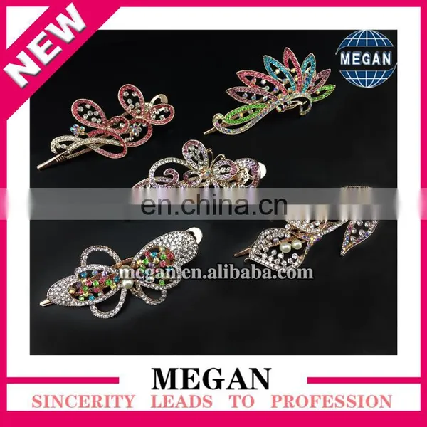 Cheap Silver Plated Bowknot Shape Rhinestone Hair Clips Ornament for Girls photo-5