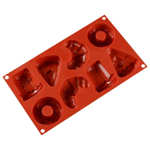 Free Sample Food Grade Heat Resistant Nontoxic Silicone Mousse Cake Friandises Pudding Baking Mold 8holes photo-3