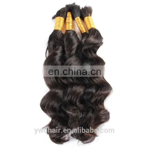 Unprocessed 8A Wholesale Indian Virgin Hair Full Cuticle Ponytail Bulk Hair Deep Wave Human Hair For Braiding Paypal Accept photo-3