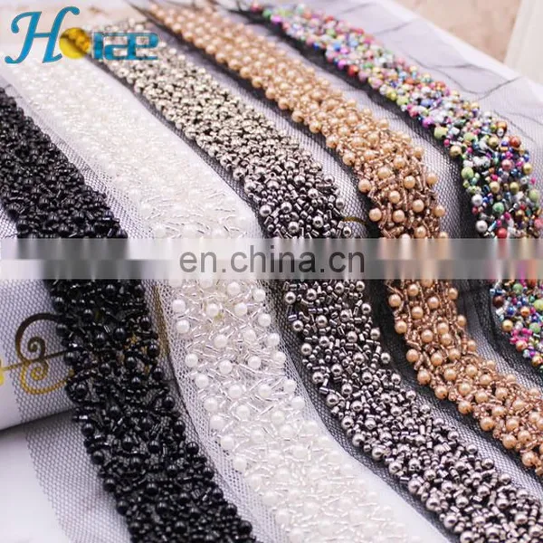 3cm Crocheted Garment Trimming Beaded Trim Lace Types Bead Trimming for Garment