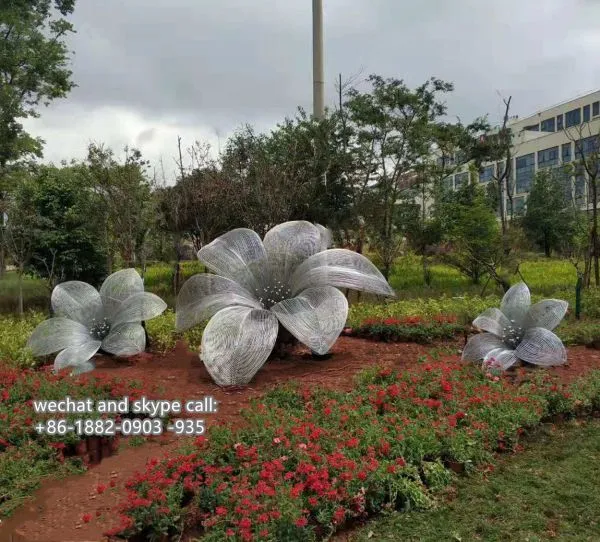 Stainless Steel Flower Sculpture Customized Orchid Sculpture For Garden Decoration