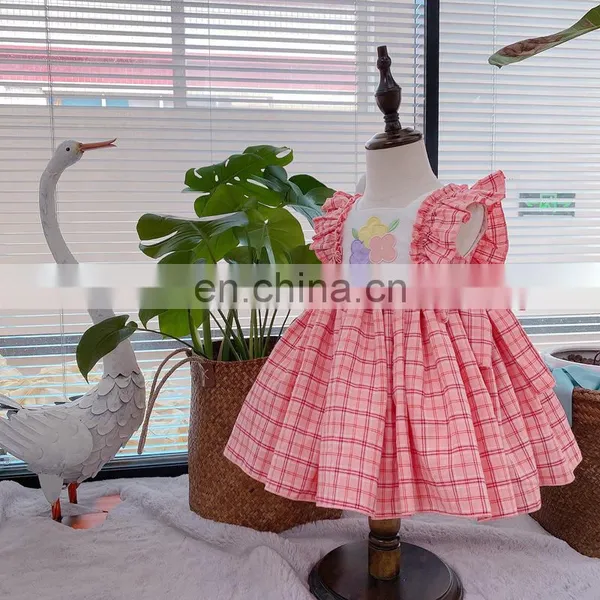 Spanish Lolita Girl Princess Dress Sleeveless Print Plaid Cute Dress For Girls Birthday Party Easter Dress Vestidos photo-3