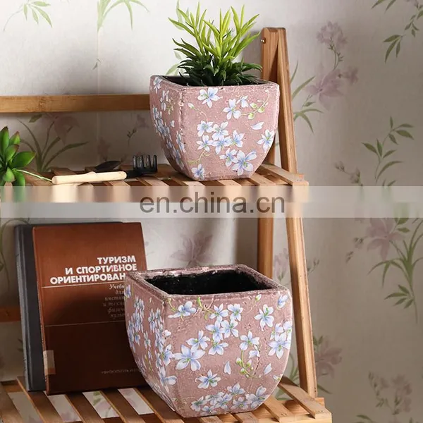 Unique Fancy Flower Pattern Custom Indoor Outdoor Garden Balcony Square Plant Pots for Home Decor photo-4