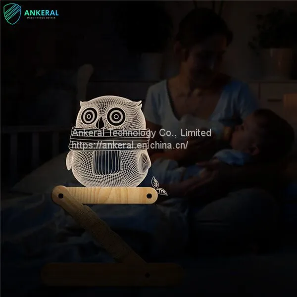 Creative Owl Design 3D Fold Wooden Night Light photo-2