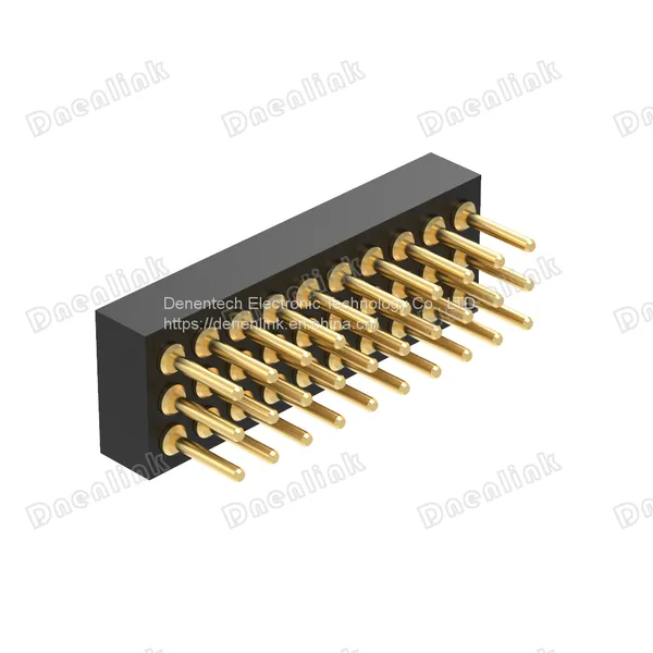Dnenlink 1.27mm Pitch Triple Row H2.0mm Concave Contact Straight Female Header DIP Type PogoPin Header photo-3