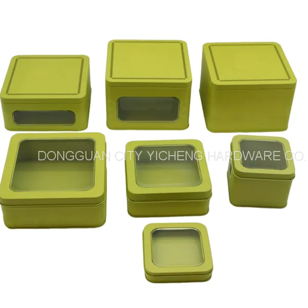 Square Best-seller Chocolate Tin Can With PET Window photo-3