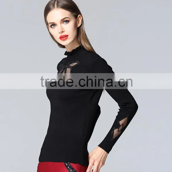 Special Design See Through Look Pullover Collar Sexy Knitwear for Fashion Leads photo-5