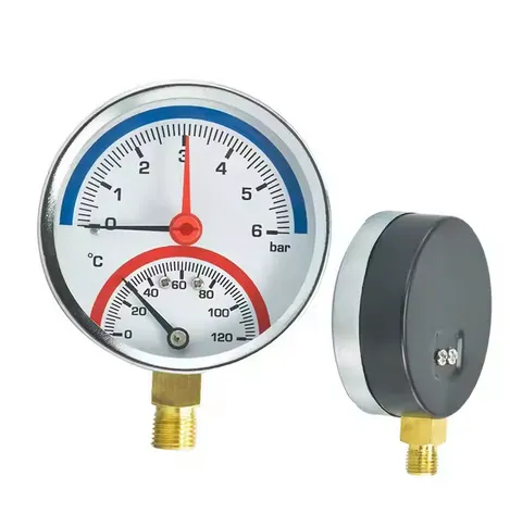 Bottom Connection 0-16 Bar 120 Degrees Celsius Temperature and Pressure Test Gauge photo-2