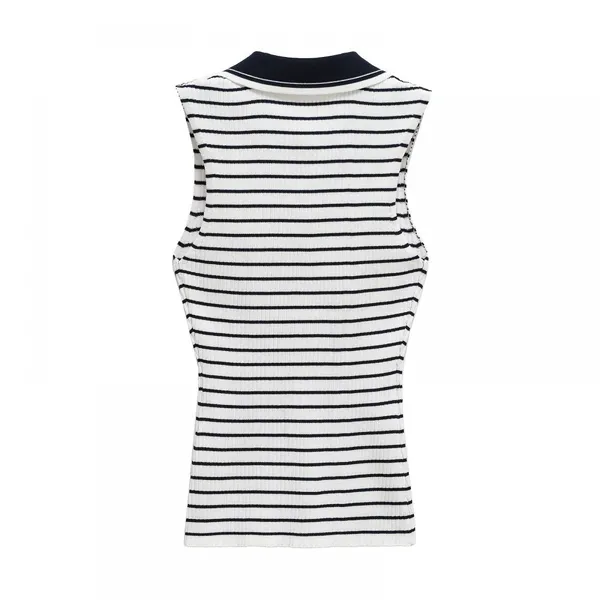 2025 Summer New Fashion Sleeveless Polo Collar Sports Style Ribbed Polo Shirt
