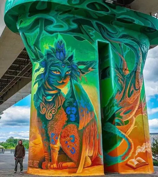 Hand - Painted Wall Paintings on Baskets in Jiexi, Jieyang; Exterior Wall Paint for Hand - Painted Walls; Colorful Graffiti on High - Altitude Cooling Towers and Chimneys in Power Plants photo-2