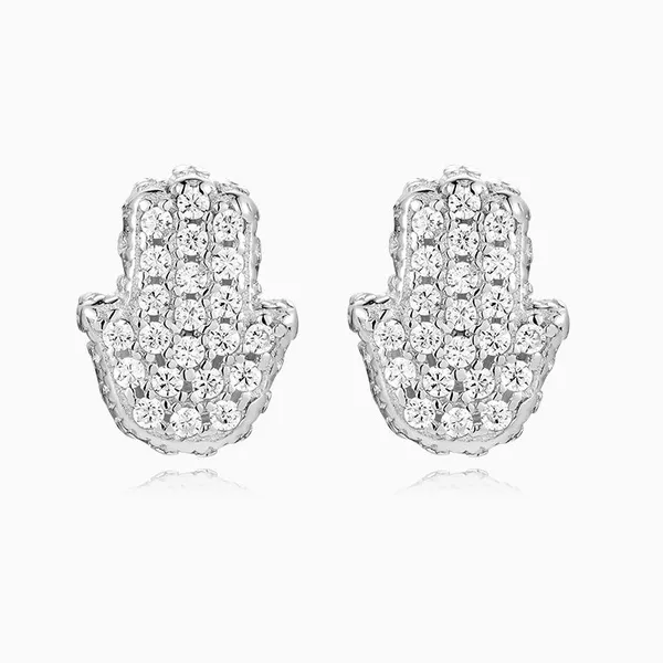 Shining Star Jewelry Hip Hop Trendy Men Iced Out Charms Hamsa Hand Stud Earrings photo-3