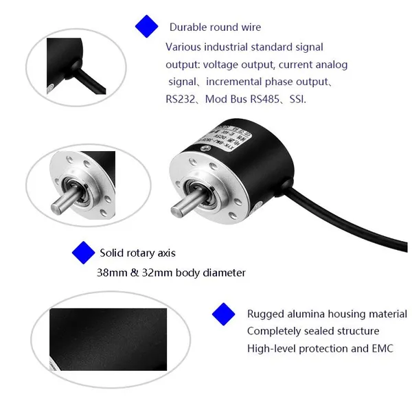 High Performance 38*6mm SSI Output Hall Sensor Magnetic Rotary Absolute Encoder, 0~360 Angle Detection photo-3