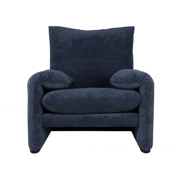 Maralunga 1-Seat Sofa Italian Style Corduroy Lounge Chair With Plush Cushions