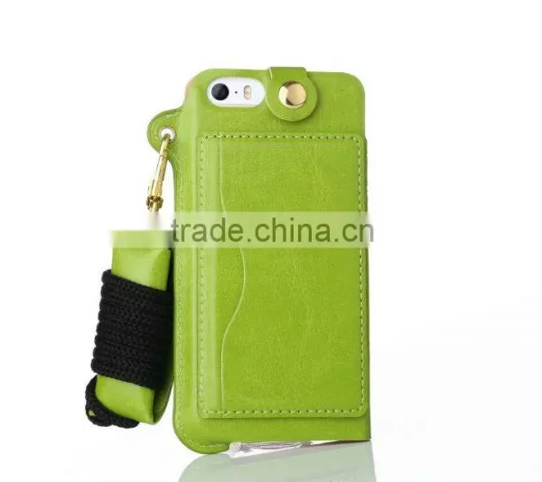 Anti Shock PU Back Stand Case for IPhone SE With String Leather Rubber Cover With Card Slot for IPhone 5 5s 5c MT-5764 photo-5