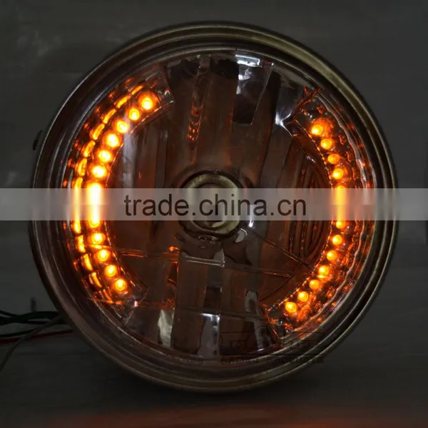 BJ-HL-008 Wholesale Sport Bike Amber Round Black 35W 26 LED Headlight Motorcycle photo-6