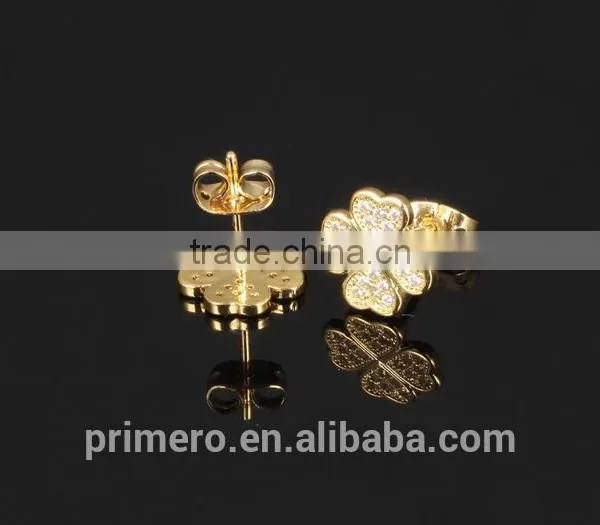 Temperament Fashion 18K Gold Plated Clover Earrings Findings Wholesale photo-6