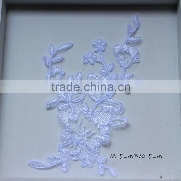 Vintage Alencon Lace Applique Embroidery Trim,Lace Flower Patch Wedding Supplies photo-5