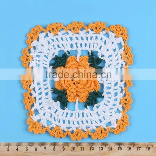Clorful Square Crochet Doilies for Table Dress,vintage Flower Cotton Coasters photo-2