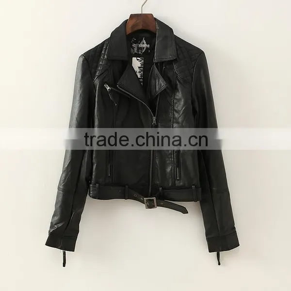 Ladies pu Leather Jacket Attractive Style Women Jacket 2014