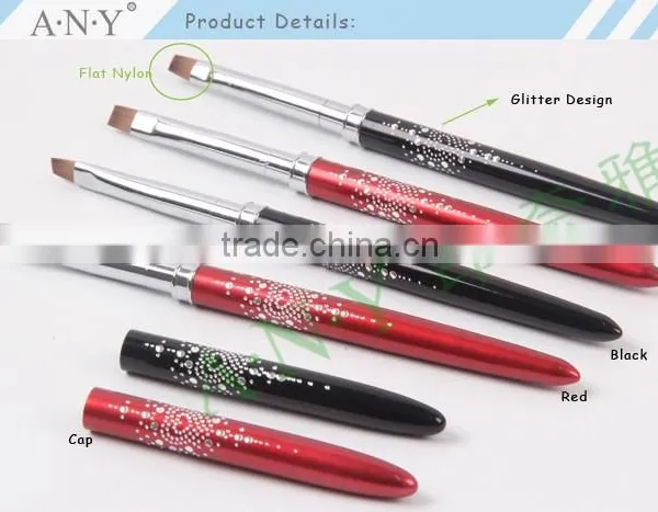 ANY Professional Nail Artist Using Nail Art Beauty Design Metal Handle UV Gel Flat Nail Brush Nylon Hair photo-2