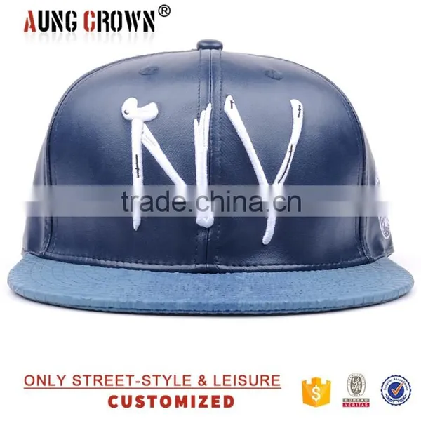 Customize Faux Leather Hat Snapback Cap photo-2