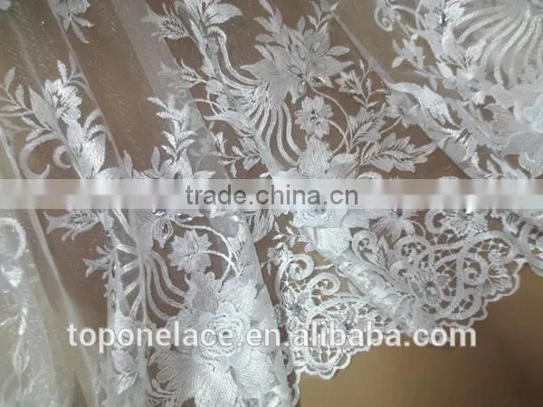 High Quality French Lace Fabric African Bridal Lace Fabrics Embroidery Lace Fabric for Wedding Dress photo-3