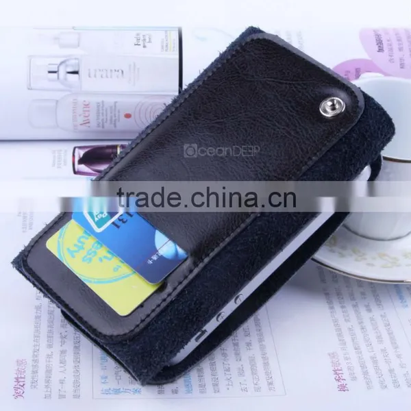 Genuine Leather Wallet Type Case Hot Selling Wallet Case for Iphone5 Folded Card Slots Case