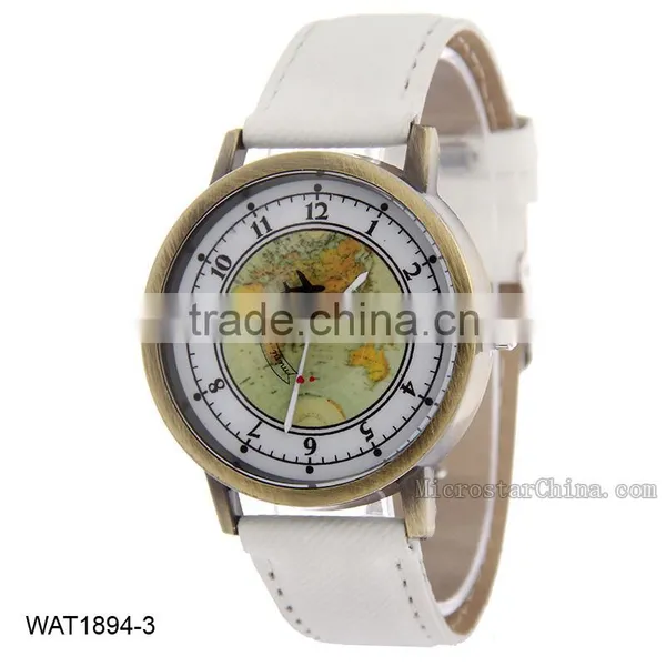 World Map Jean Canvas Wrist Watch photo-3