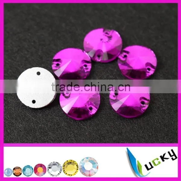 2015 New Color Fuchsia Color Sew on Crystal Rhinestones Flatback Strass With Holes photo-2