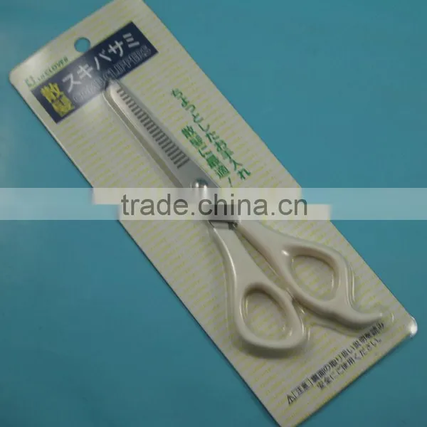 Blister-card packing of plastic handle single thinning barber scissor