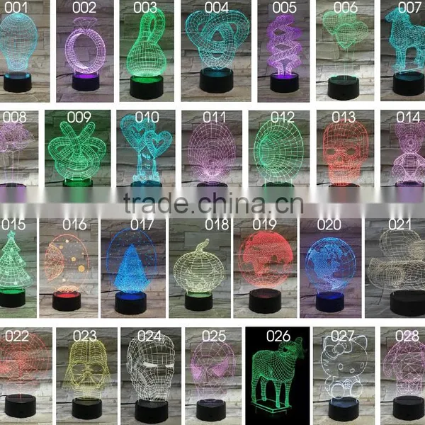 2016 New 3D Optical Night Light 7 Light Colors 10 LEDs AA Battery or DC 5V Mixed Lot With IR Remote Control Factory Wholesale photo-2
