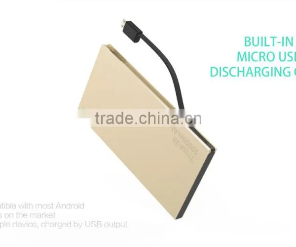 2016 New Ultra-thin 10000mah Alunium Li-polymer Power Bank With Cable Built-in photo-3