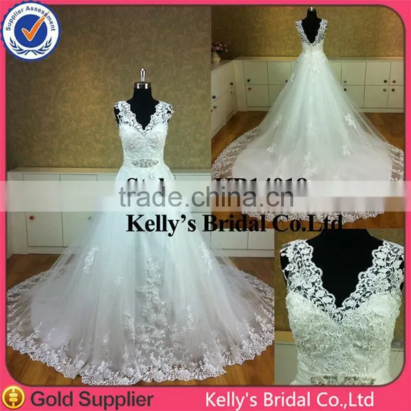 New Model Backless Long Sleeve Lace Wedding Dresses 2014 photo-2