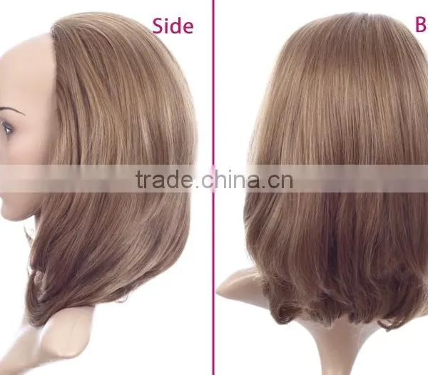 Fast Shipping Wholesale Cheap Synthetic Half Blonde Kinky Curly u Part Wig photo-3