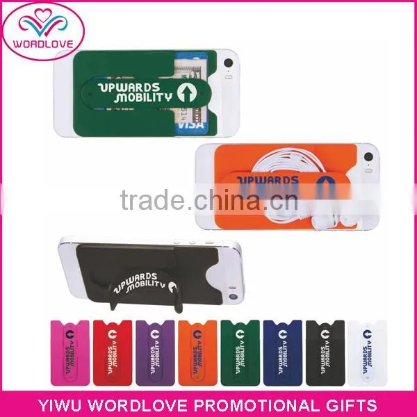 Eco-friendly High Quality 100% Silicon 3M Adhesiver Sticker Silicone Smart Wallet With Phone Stand,Cell Phone Card Holder photo-3