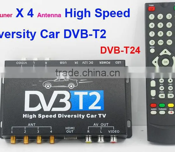 DVB-T24 hd Car DVB-T2 MPEG4 Digital Set Top Box 4 Tuner 4 Antenna USB High Speed photo-2