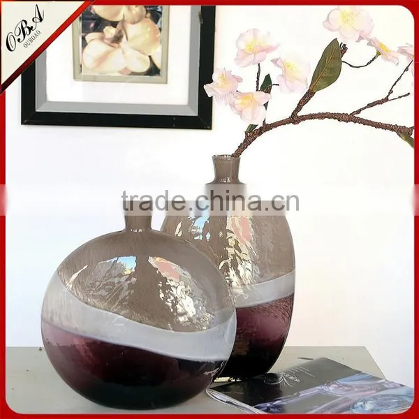 New Designed Mouth Blown Purple Round Arts Murano Glass Vase