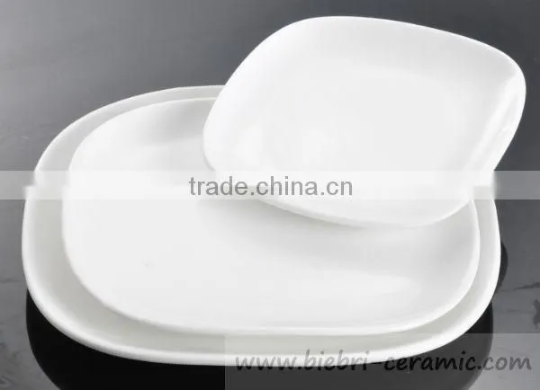 Restaurant Hotel Pure White Porcelain Square Plates Bowls Dinner Sets photo-5