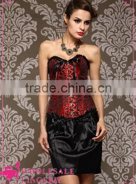 Sexy Brocade Fabric Corset Srapless for Mature Women photo-5