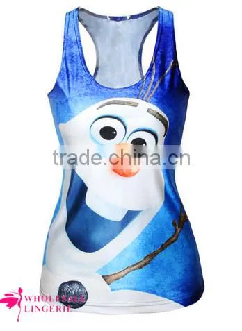 White Snowman Olaf in Frozen 3D Printed Ladies Fashion Tops Tank Tops 2015 photo-2