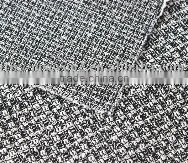 Wholesale Black/white Trendy Tweed Fabric, Fancy Thick Black White Plaid Fabric for Scarf photo-3