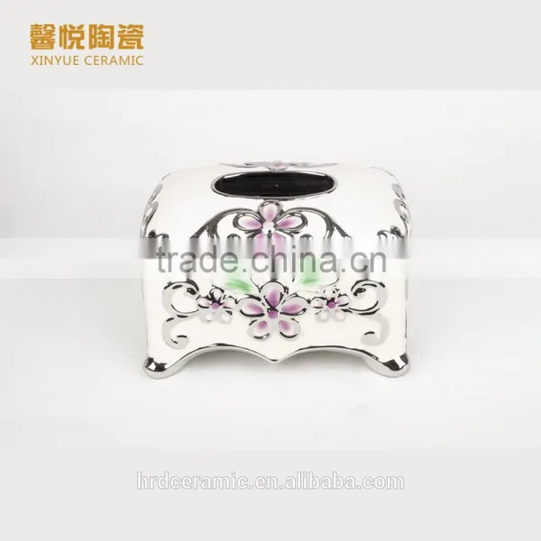 Stock Ceramic Tissue Paper Box/tissue Box in Stock Golden Color photo-2